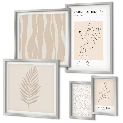 Wanddecoratie compositie Stijlvolle afbeeldingen van vrouwen en planten