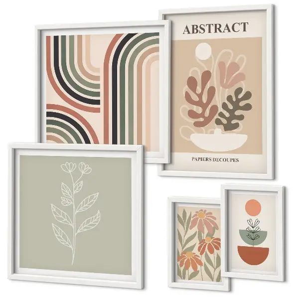 Moderne schilderijen set met stijlvolle plantabstracties