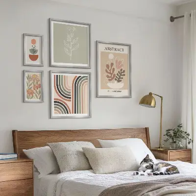 Moderne schilderijen set met stijlvolle plantabstracties