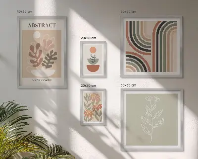 Moderne schilderijen set met stijlvolle plantabstracties