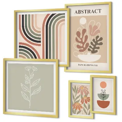 Moderne schilderijen set met stijlvolle plantabstracties