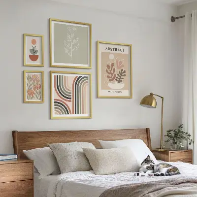 Moderne schilderijen set met stijlvolle plantabstracties
