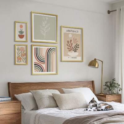 Moderne schilderijen set Stijlvolle plantabstracties