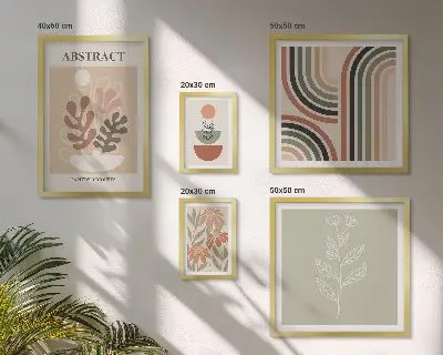 Moderne schilderijen set met stijlvolle plantabstracties