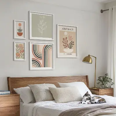 Moderne schilderijen set met stijlvolle plantabstracties