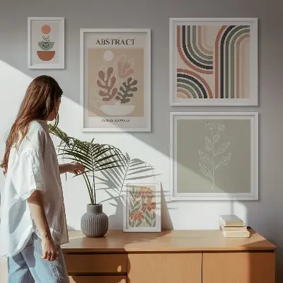 Moderne schilderijen set met stijlvolle plantabstracties