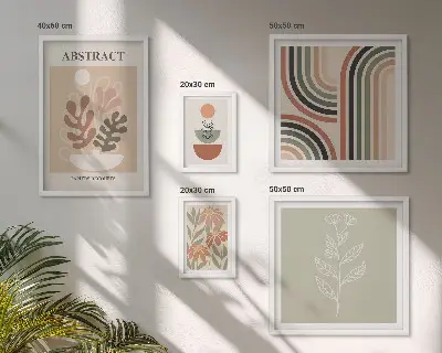 Moderne schilderijen set met stijlvolle plantabstracties