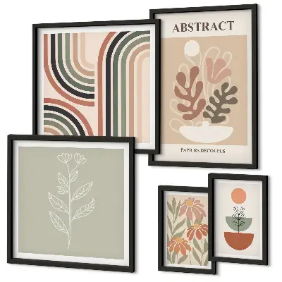 Moderne schilderijen set met stijlvolle plantabstracties