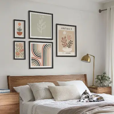 Moderne schilderijen set met stijlvolle plantabstracties