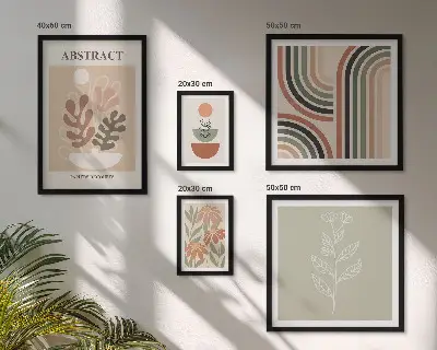 Moderne schilderijen set met stijlvolle plantabstracties