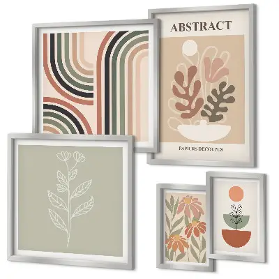 Moderne schilderijen set met stijlvolle plantabstracties