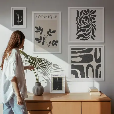 Gallery wall met moderne plantmotieven