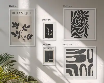 Gallery wall met moderne plantmotieven