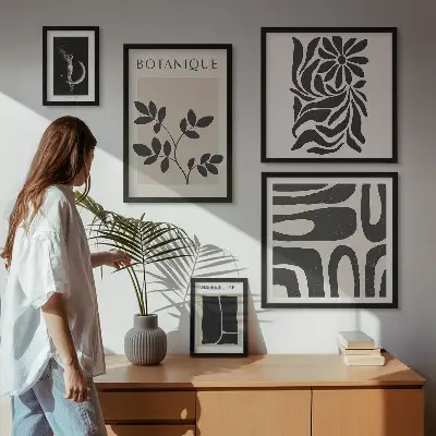 Gallery wall met moderne plantmotieven