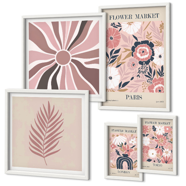 Wanddecoratie compositie Bloemenmarkten in boho-stijl