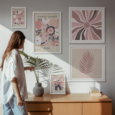 Wanddecoratie compositie Bloemenmarkten in boho-stijl