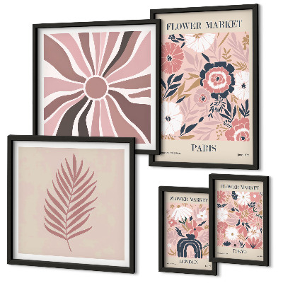 Wanddecoratie compositie Bloemenmarkten in boho-stijl
