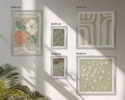 Set van moderne schilderijen met boho plantenmotieven