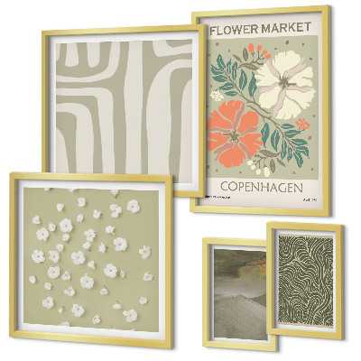 Moderne schilderijen set Plantenmotieven boho-patronen