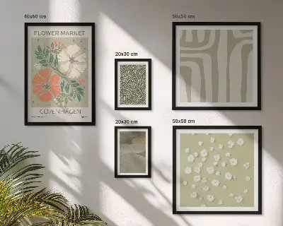 Set van moderne schilderijen met boho plantenmotieven