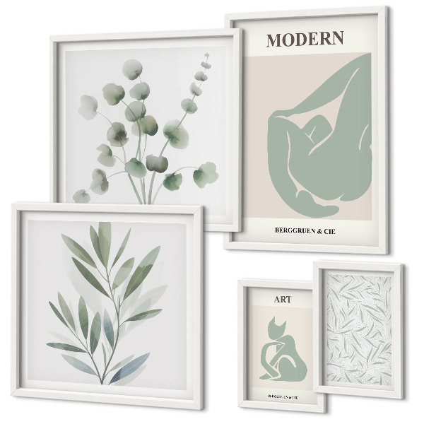 Gallery wall Stijlvolle planten en abstracte afbeeldingen