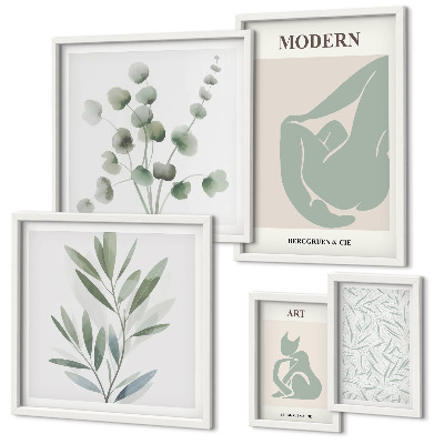 Gallery wall Stijlvolle planten en abstracte afbeeldingen