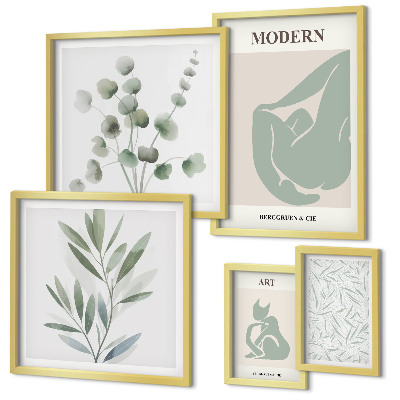 Gallery wall Stijlvolle planten en abstracte afbeeldingen
