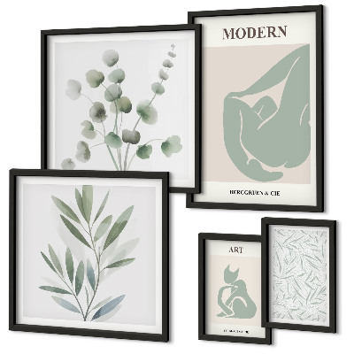Gallery wall Stijlvolle planten en abstracte afbeeldingen