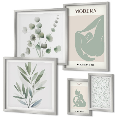 Gallery wall Stijlvolle planten en abstracte afbeeldingen