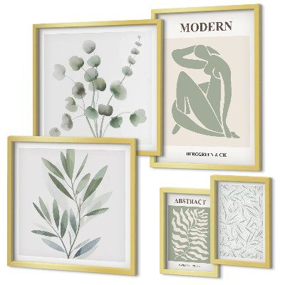 Wanddecoratie compositie Stijlvolle decoratieve motieven met planten
