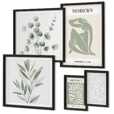 Wanddecoratie compositie Stijlvolle decoratieve motieven met planten