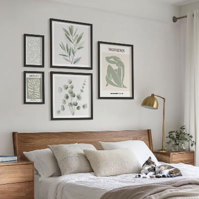 Wanddecoratie compositie Stijlvolle decoratieve motieven met planten