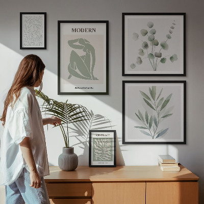 Wanddecoratie compositie Stijlvolle decoratieve motieven met planten