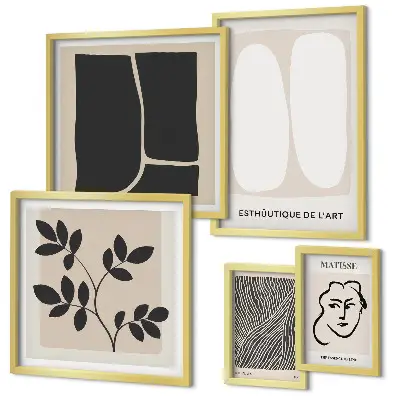 Set van moderne schilderijen met een stijlvol grafisch minimalistisch lijnenspel
