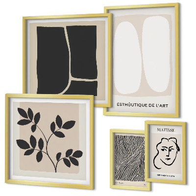 Moderne schilderijen set Stijlvolle grafische minimalistische lijnen