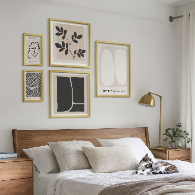 Moderne schilderijen set Stijlvolle grafische minimalistische lijnen