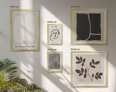 Set van moderne schilderijen met een stijlvol grafisch minimalistisch lijnenspel