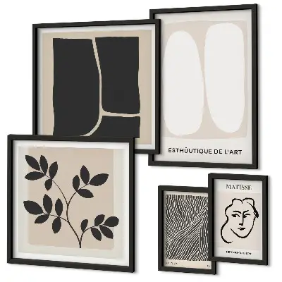 Set van moderne schilderijen met een stijlvol grafisch minimalistisch lijnenspel