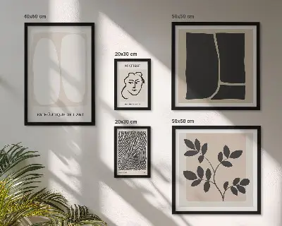 Set van moderne schilderijen met een stijlvol grafisch minimalistisch lijnenspel