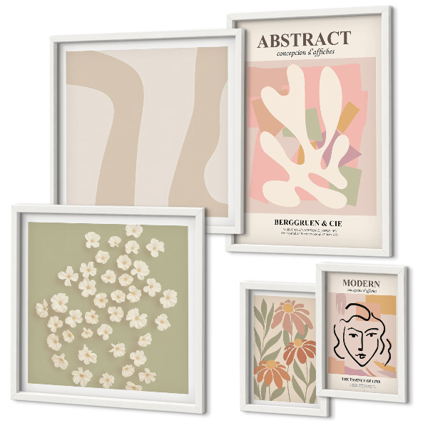 Wanddecoratie compositie Stijlvol interieur met abstracte bloemen