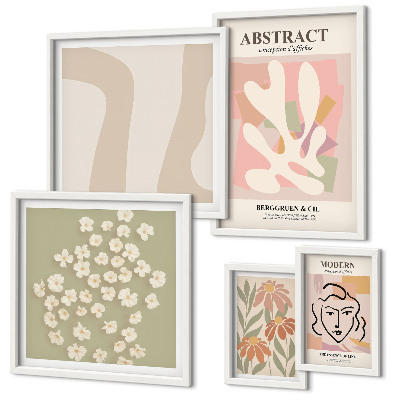 Wanddecoratie compositie Stijlvol interieur met abstracte bloemen