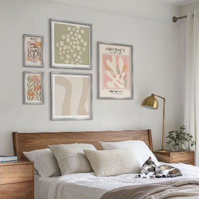 Wanddecoratie compositie Stijlvol interieur met abstracte bloemen