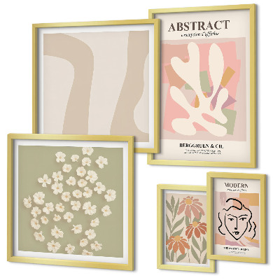 Wanddecoratie compositie Stijlvol interieur met abstracte bloemen