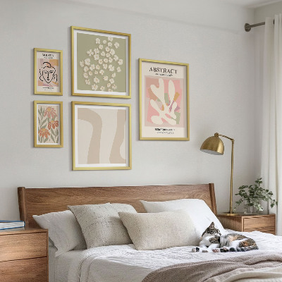 Wanddecoratie compositie Stijlvol interieur met abstracte bloemen