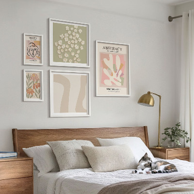 Wanddecoratie compositie Stijlvol interieur met abstracte bloemen
