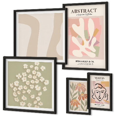 Wanddecoratie compositie Stijlvol interieur met abstracte bloemen