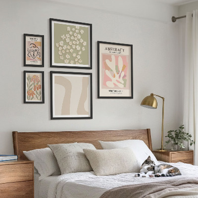 Wanddecoratie compositie Stijlvol interieur met abstracte bloemen