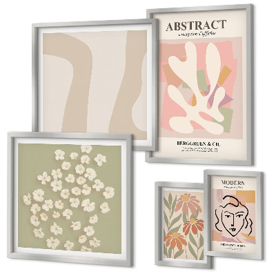 Wanddecoratie compositie Stijlvol interieur met abstracte bloemen