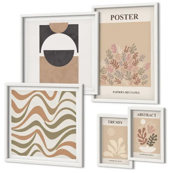 Wanddecoratie compositie met stijlvolle plantabstracties