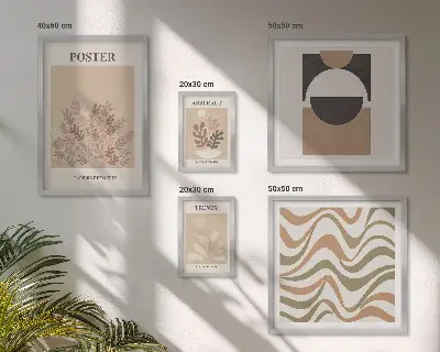 Wanddecoratie compositie met stijlvolle plantabstracties